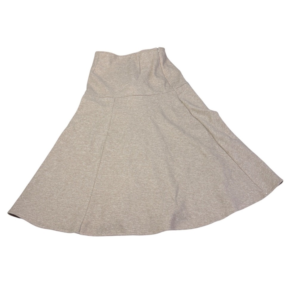 OGL Oatmeal Heather Knit A-Line Midi Skirt High Waisted Size M New With Tags